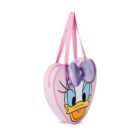 Disney Parks Daisy Duck Face Canvas Bag Tote NWT 3D Purple Bow Pink Kawaii - Picture 3 of 5